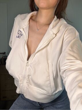 Zara Cream Zip-Up Hoodie Jacket